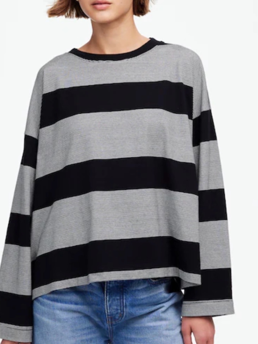 Madewell Black and Grey Wide-Stripe Long-Sleeve Tee